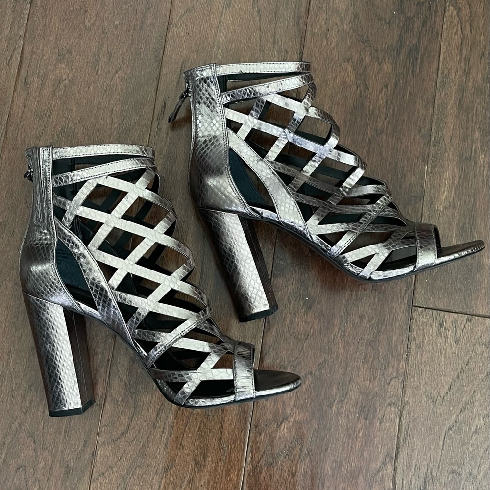GUESS Metallic Strappy Heels